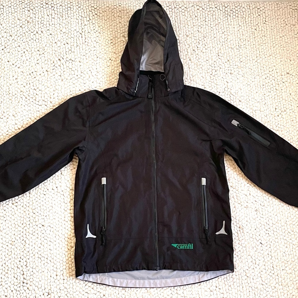 Camfil Black Hooded Men's Waterproof Jacket